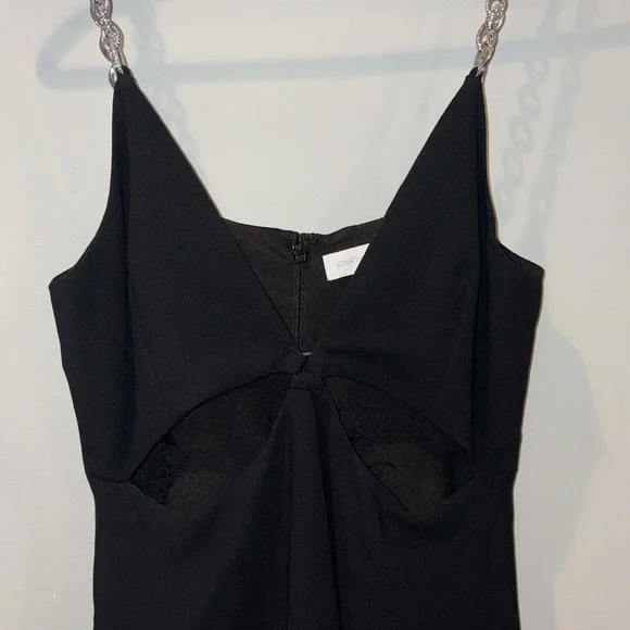 Jonathan Simkhai Ellis Crystal Strap Cut Out Mini Dress Size 4 Black/Silver - Picture 8 of 16